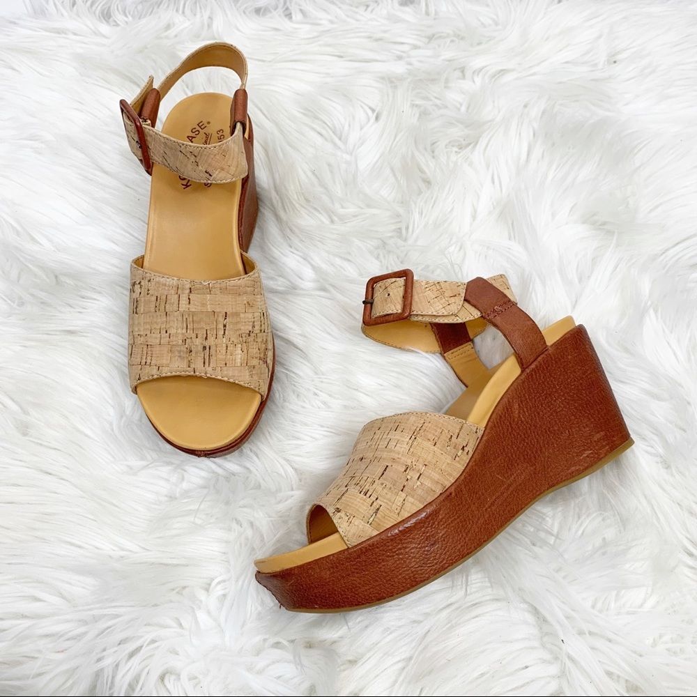 Kork-Ease Kiera Tan Leather Cork Wedge Sandal